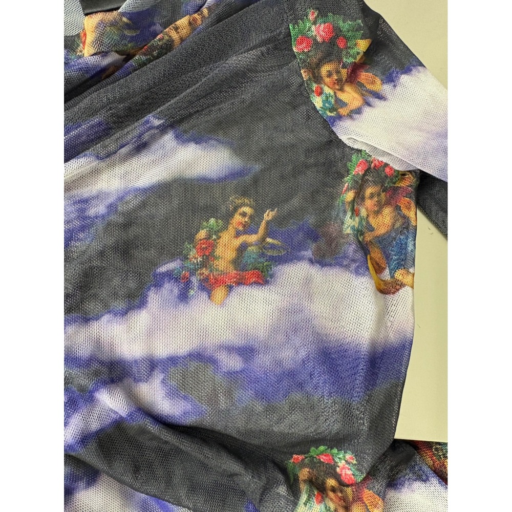 Polly & Esther Sheer Mesh Top Cherub Angel Cloud Dark Romantic Y2K Whimsigoth - Picture 6 of 8